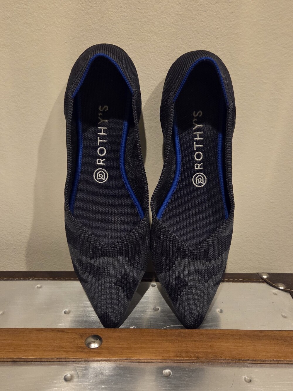 Rothy’s The Point Flats Women’s Size 10 Black Camo Knit Shoes